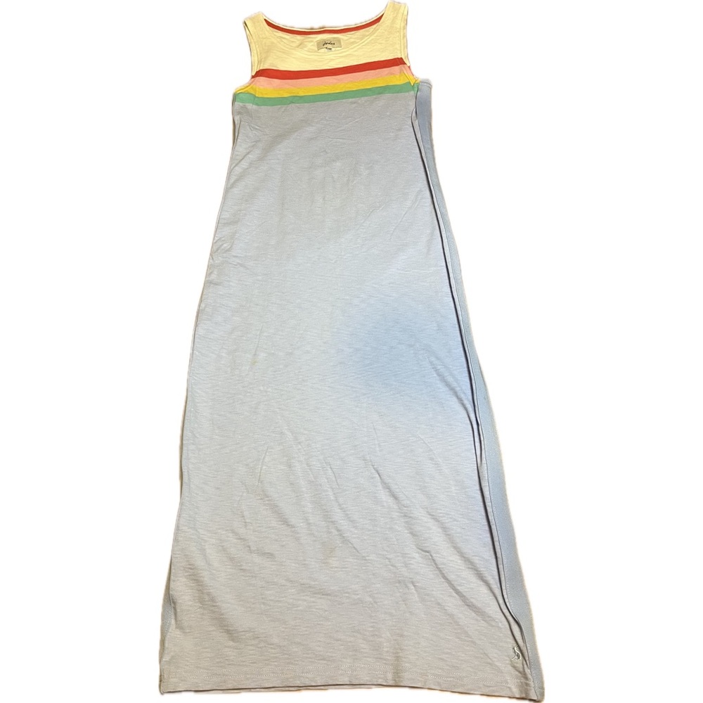 Joules Rainbow Striped Sleeveless Riva Midi Dress Size 2